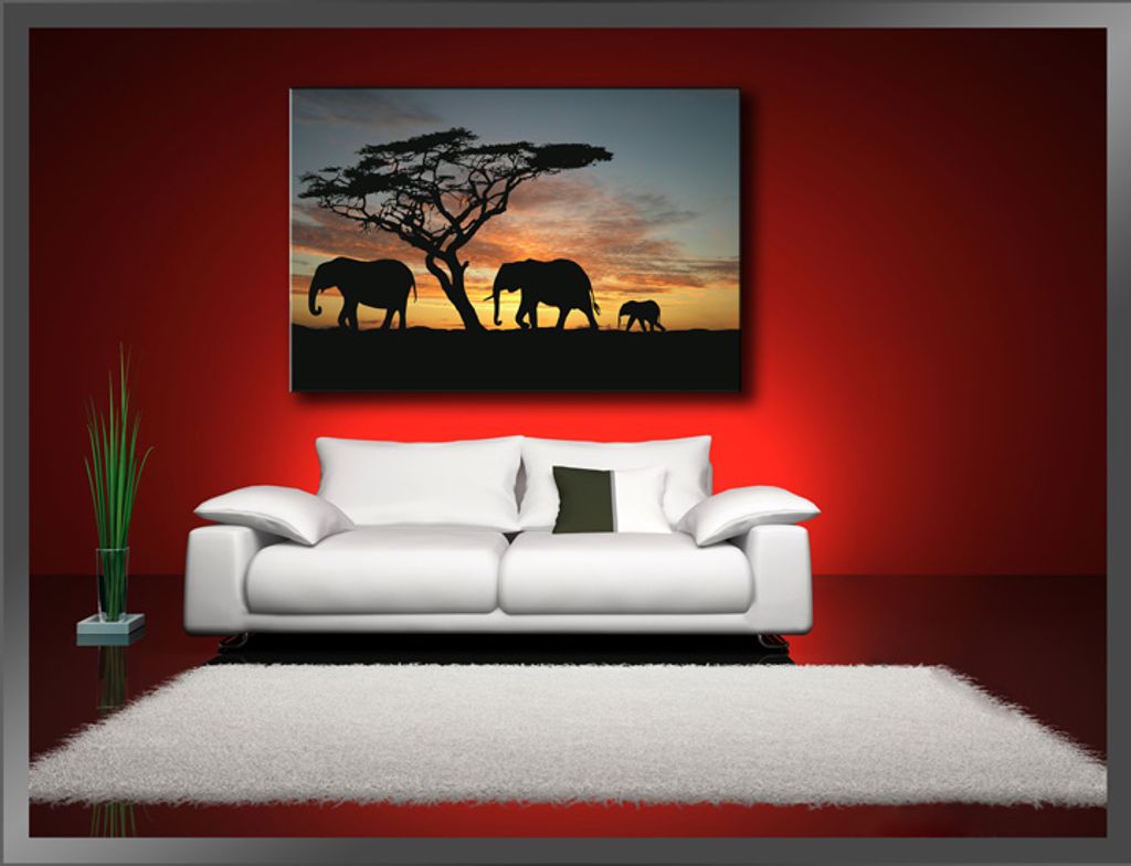 Elefant Bild Bilder Leinwand Poster Wandbild Foto Tiere 120 cm*80 cm 319 se 