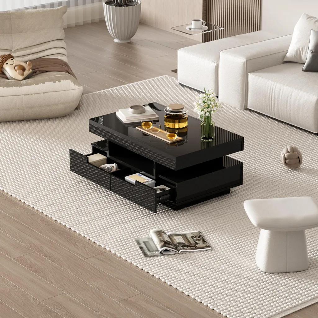 Table basse moderne pour salon avec LED et rangements spacieux - 5
