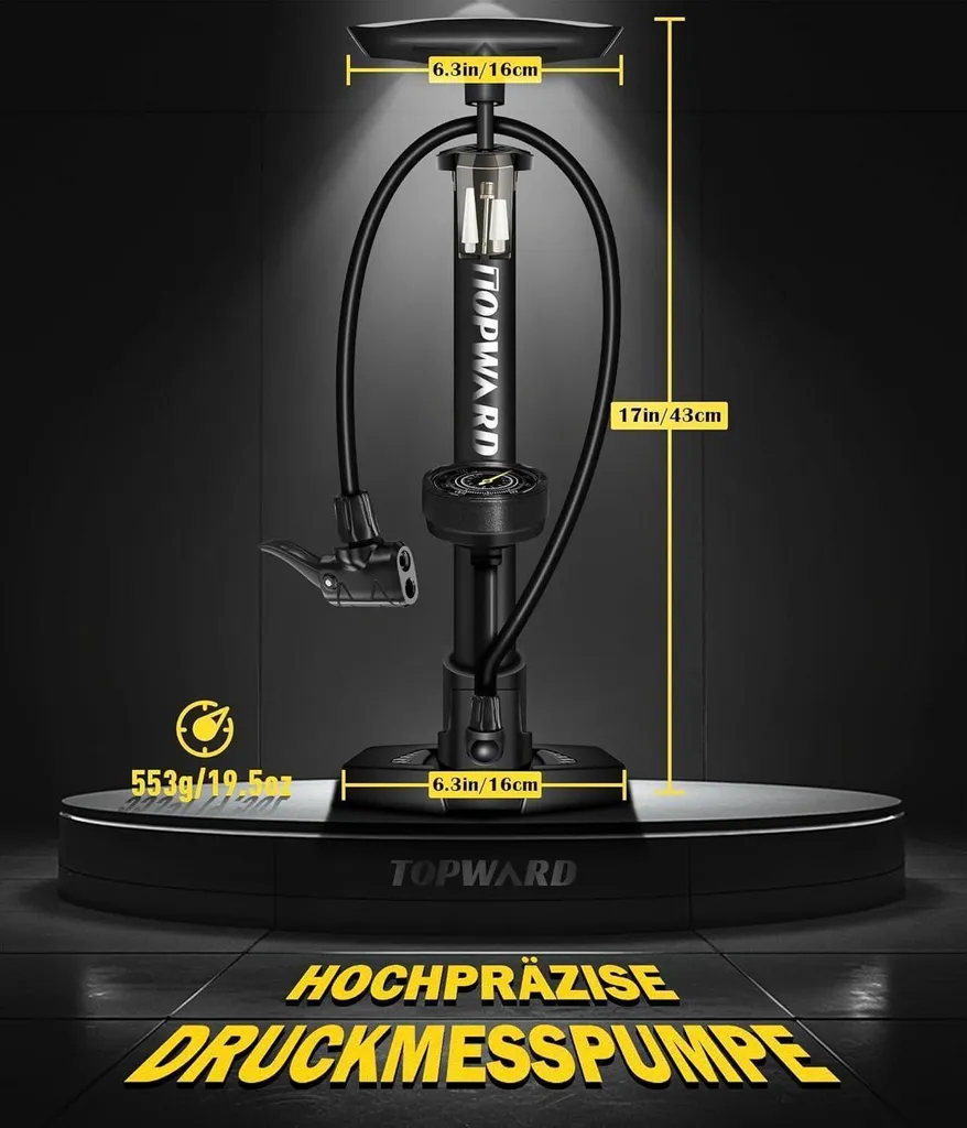 Pompe à pied universelle pour vélo et VTT avec manomètre de précision - 2