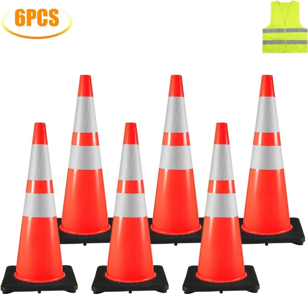 Cône de signalisation orange 91 cm avec double bande réfléchissante