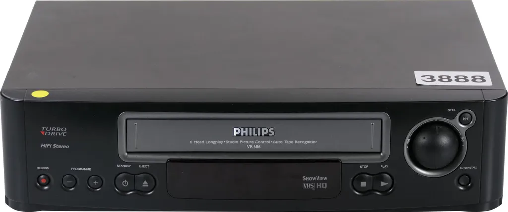 Magnétoscope Philips VR686/02 Haute Fidélité 6 Têtes pour Cassette VHS