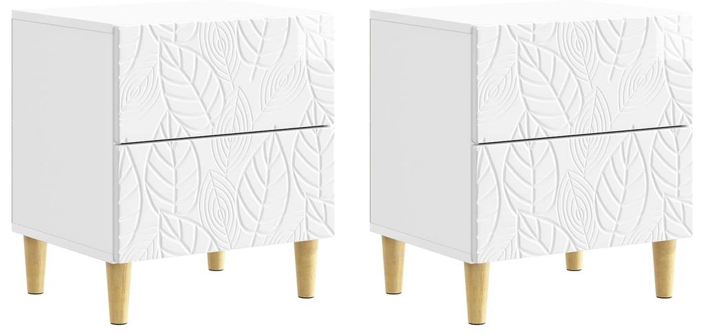 vidaXL Nachttisch 2 pcs Hochglanz Weiß 43 x 34,5 x 48 cm Holzwerkstoff