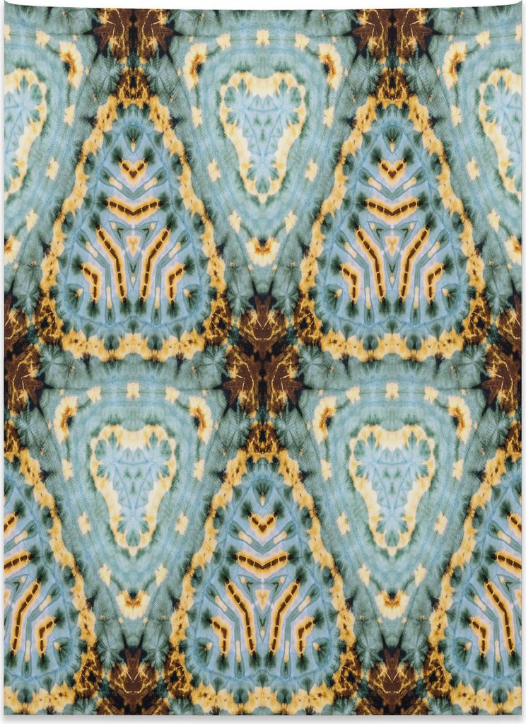 Abakuhaus Stoff Wandteppich, Tie Dye Batik Artsy aus Weiches Mikrofaser Stoff Kein Verblassen Klare Farben Waschbar, 110 x 150 cm, Braun Blau
