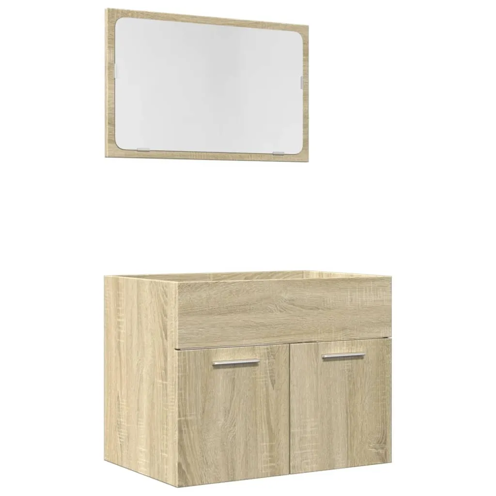Set Bagno SYFAX™ 2 Pezzi Rovere Sonoma - Offerta Legno Multistrato