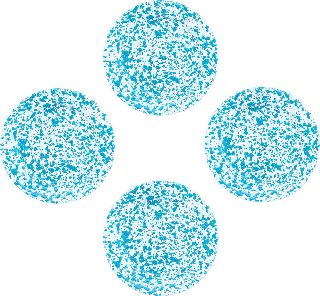 Crow Canyon Home Satz mit 4 flachen Salattellern, Langlebiges Emaillegeschirr - Perfekt für den täglichen Gebrauch und Aktivitäten im Freien, Sp...