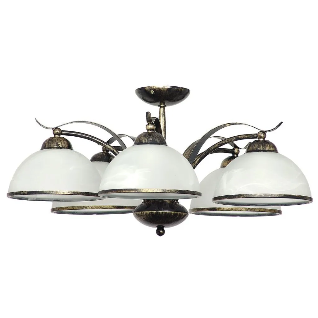 Plafonnier Korfu Patina Gold Luminex 5 Abat-jour Verre E27 15W
