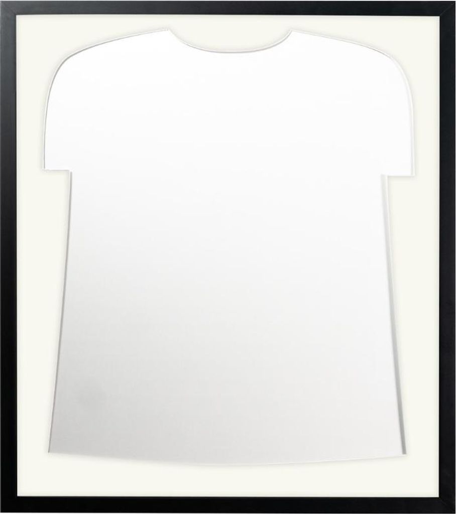 Trikotrahmen Schwarz mit Passepartout in Trikot Form FanFrame- Massivholz Bilderrahmen lackiert, Passepartout:Créme, Trikotrahmen-Größe:Klein