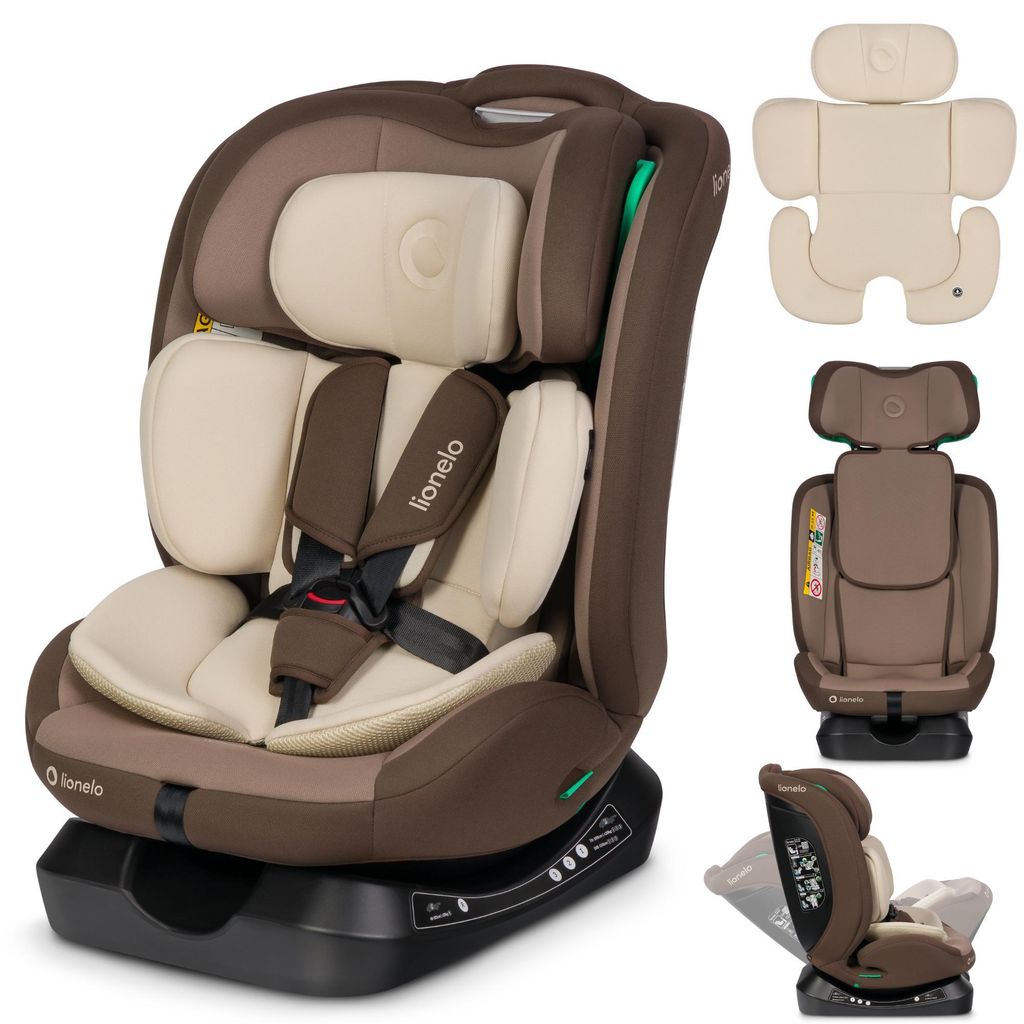 Lionelo Autokindersitz Aart i-Size ab Geburt bis 12 Jahre, 40-150 cm, Breiter Anpassungsbereich Ein zusätzlicher Seitenschutz R129/03 Beige Chocolate