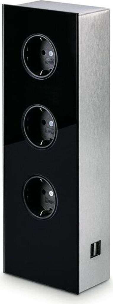 Mira Glas USB A, Steckdosenelement, Edelstahl/Glas schwarz