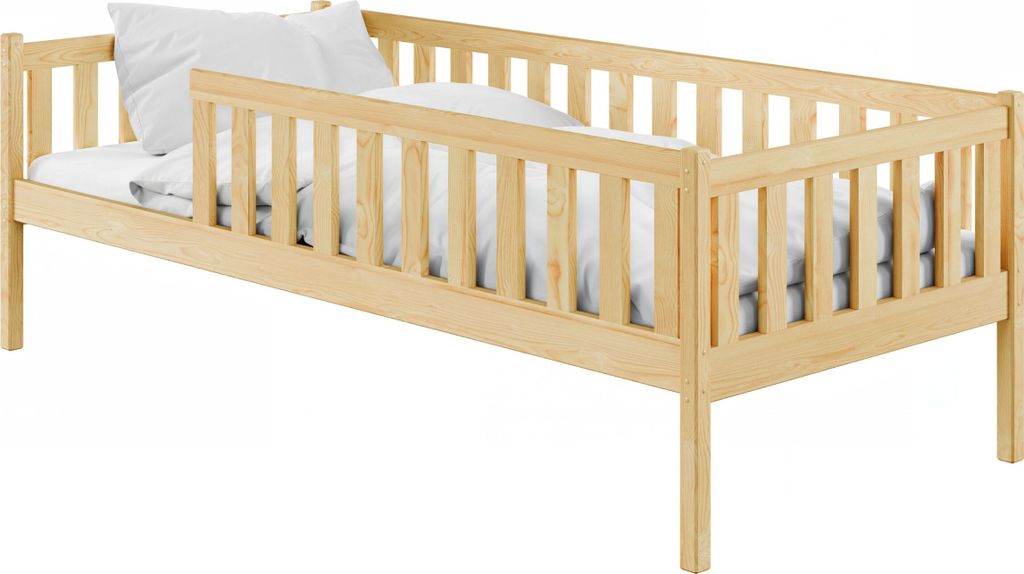 Kinderbett mit Rausfallschutz, Lattenrost, Kinder Bett | Produktbild 