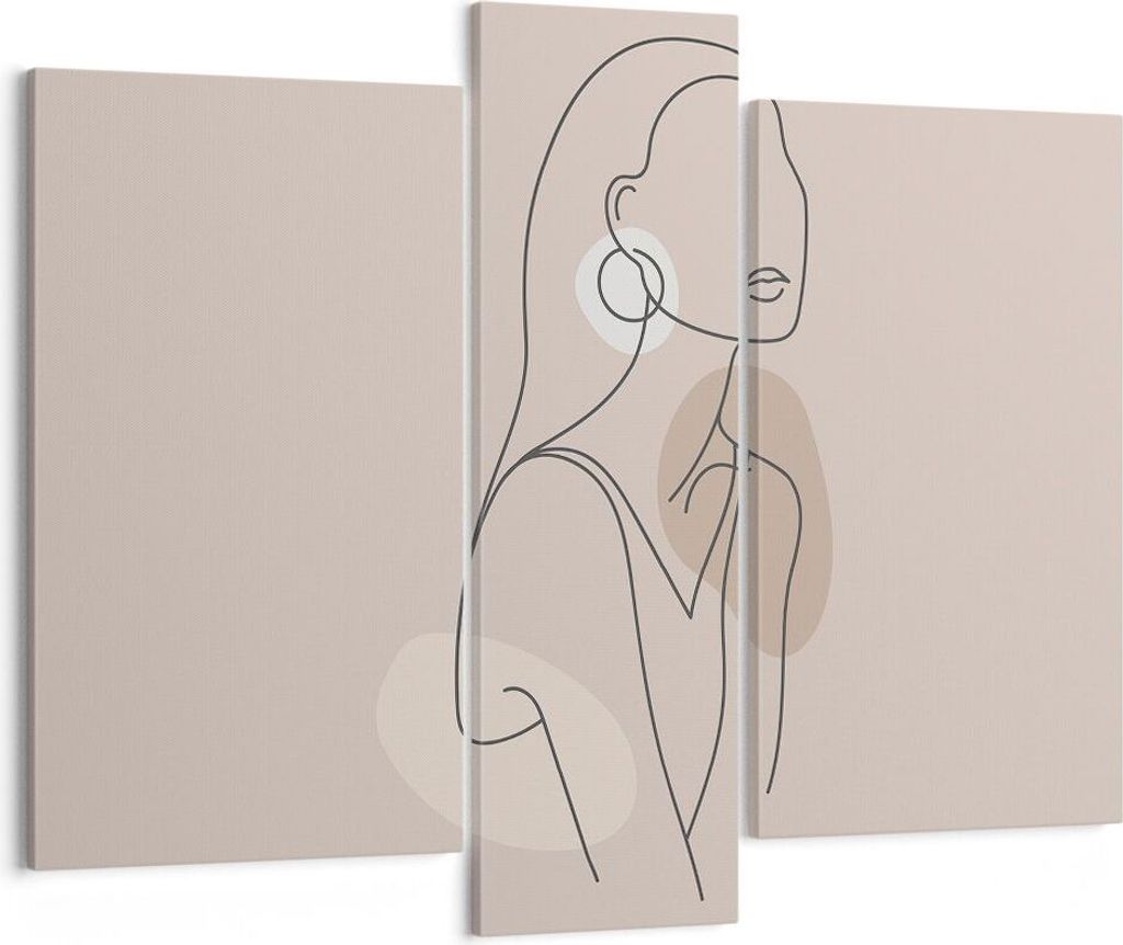 Bild auf Leinwand - Leinwandbild - 3 Teile - Stück Linie Frau - 95x80cm - Wand Bild - Wanddeko - Wandbilder - Leinwanddruck - Bilder - Wanddekorat...