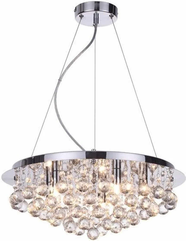 Plafonnier suspension Loona en métal chromé, luminaire de salon 45cm