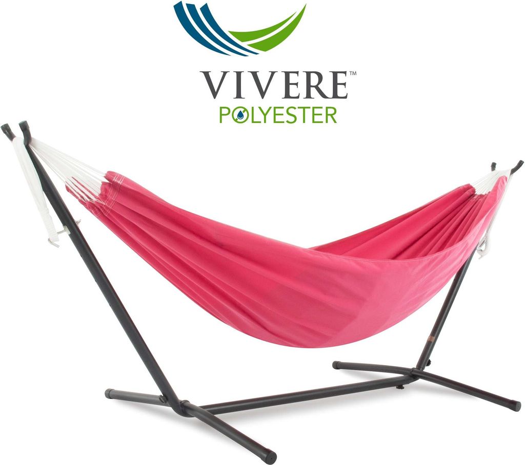 VIVERE Hängematte aus Polyester mit Gestell 250 cm – 200 kg Belastung - Hot Pink