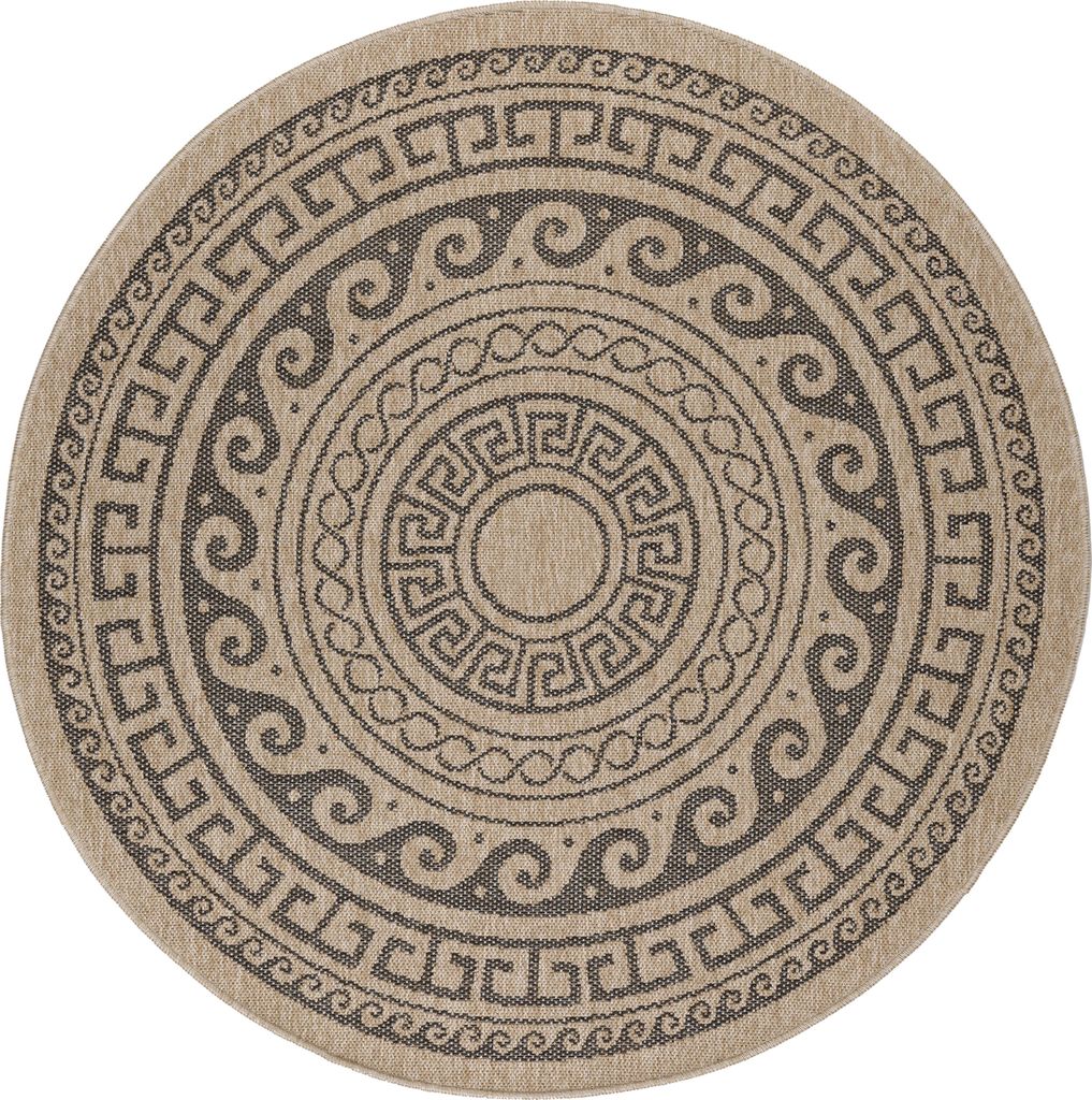 Comilla Rishi teppich indoor/outdoor rund Ø 120cm jute schwarz