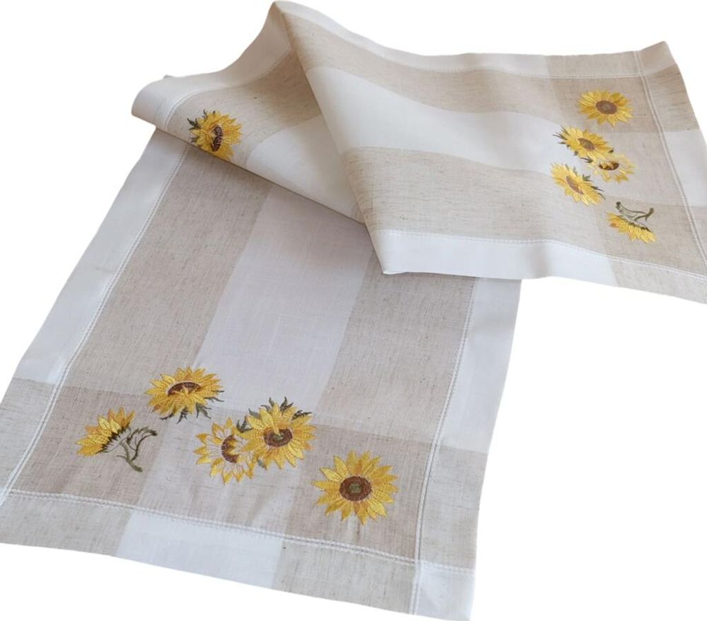 Tischläufer FIBONA Sonnenblumen Landhaus Polyester 40 x 140 cm