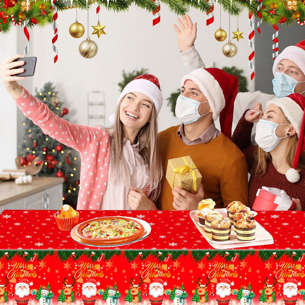 Santa Claus Tischdecke Keine Reinigung Fühe festliche Atmosphäre dekorativ klar gemusterte Weihnachtsthemen -Party -Tischdecken für Party