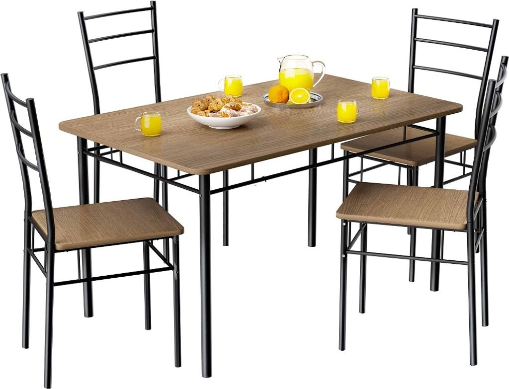 CASARIA® Esstisch mit 4 Stühlen Holz 5-tlg. Set Metall Produktbild 