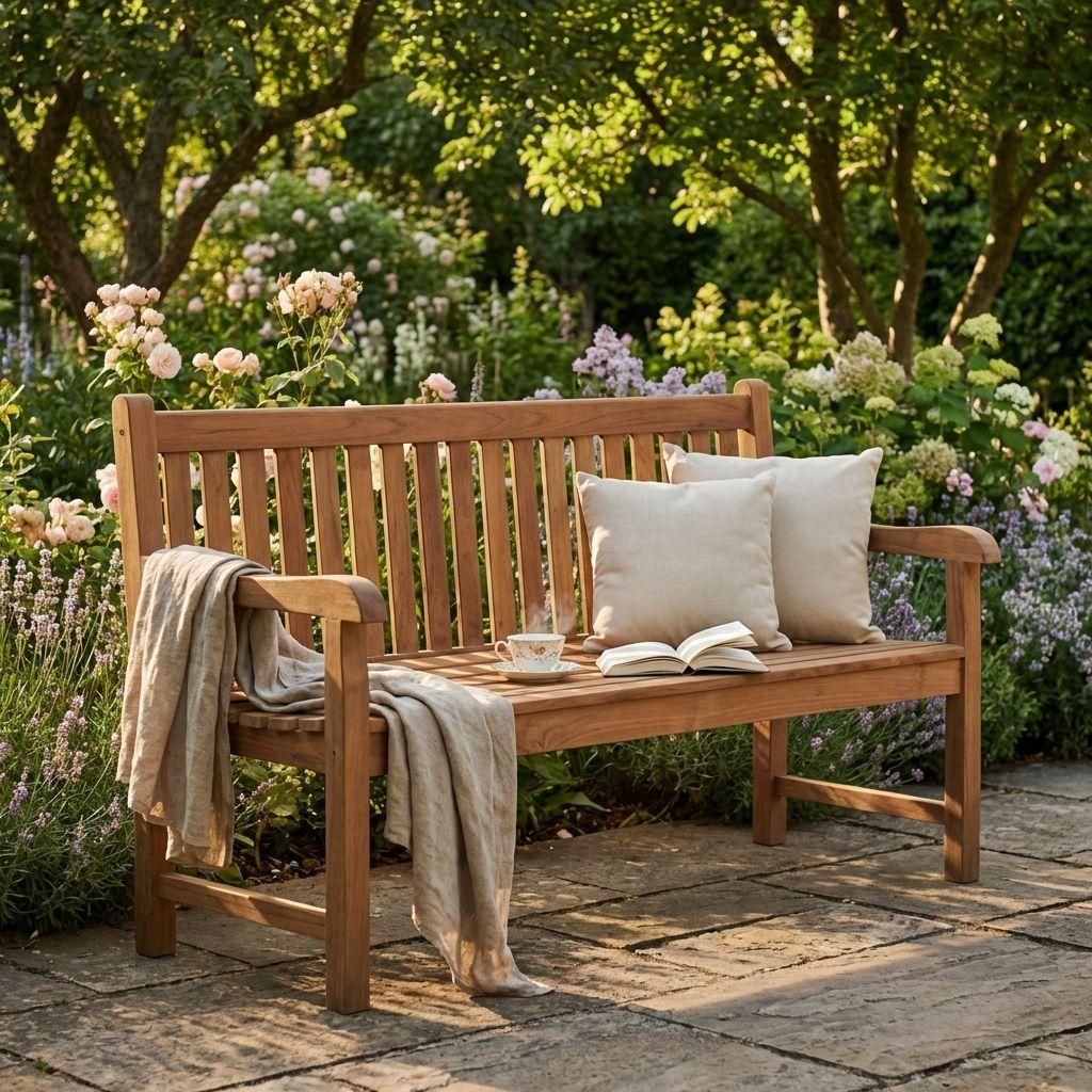Milani Home - panca da giardino in teak 3 posti con Immagine del prodotto 