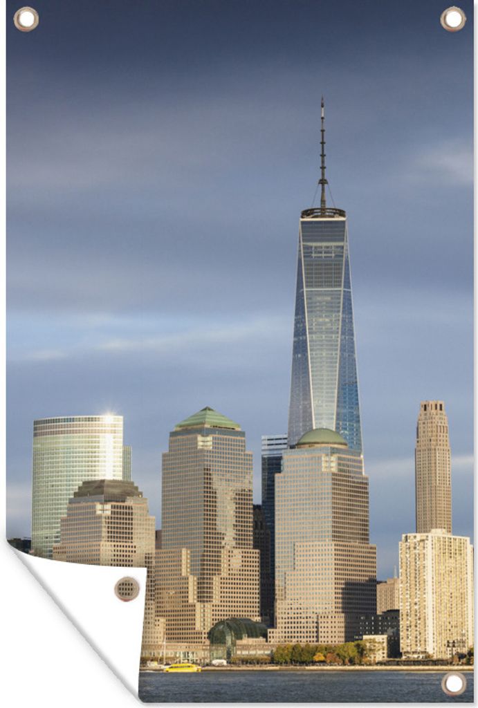 MuchoWow 80x120 cm Outdoor-Poster Gartendeko Sichtschutz Garten Poster für den Garten Die Skyline von New York mit dem One World Trade Center u...
