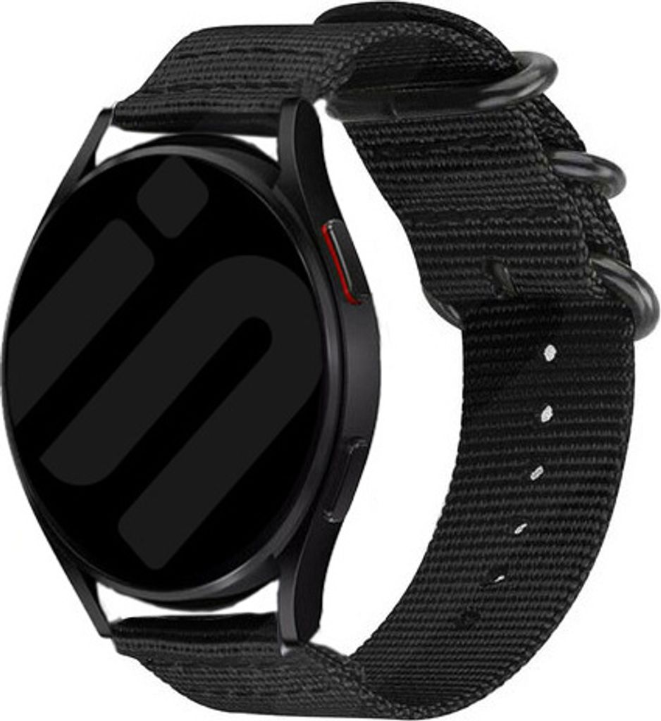Strap-it Samsung Galaxy Watch 6 Classic 47mm Nylon Schnallenarmband (Schwarz)