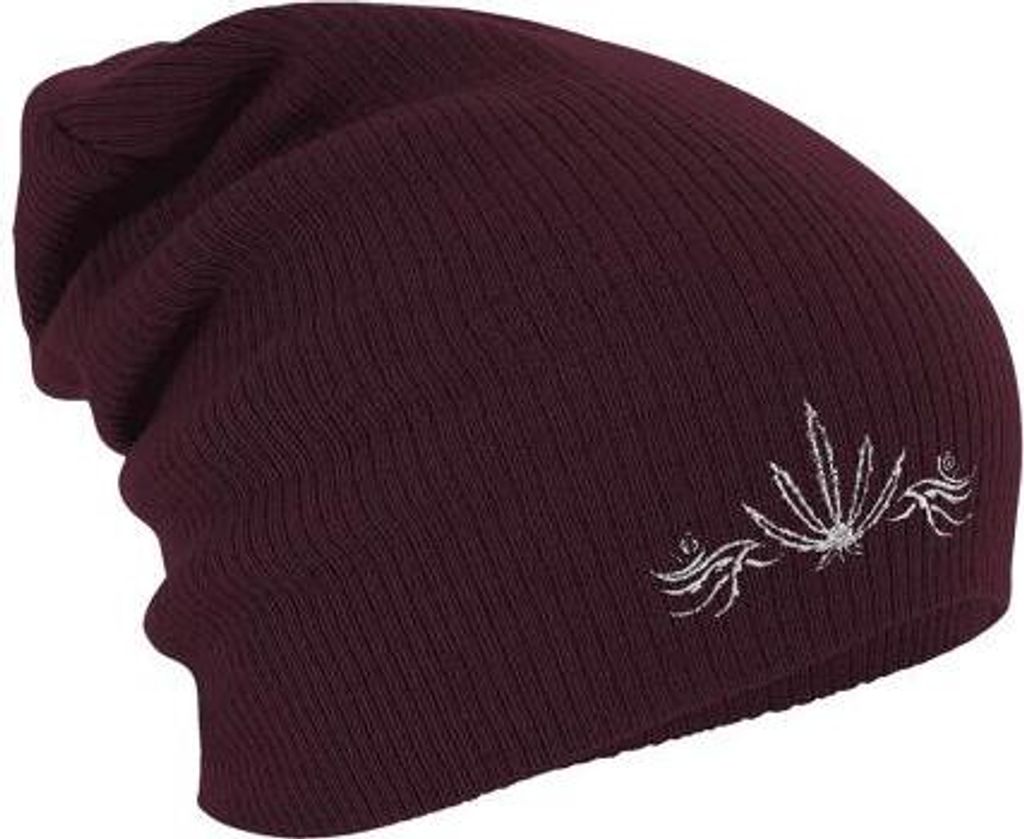 Longbeanie Slouch-Beanie Mütze Hanfblatt 54545 Color - rot