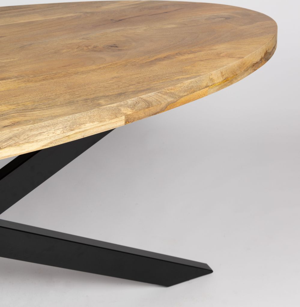 Zita Home Esstisch 170cm ovale echtes Massivholz mit Produktbild 7