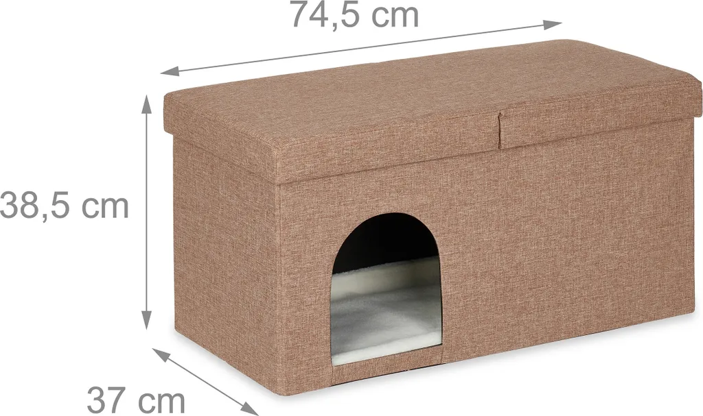 Cachette pour chat marron clair discrète et tabouret gain de place déco - 4