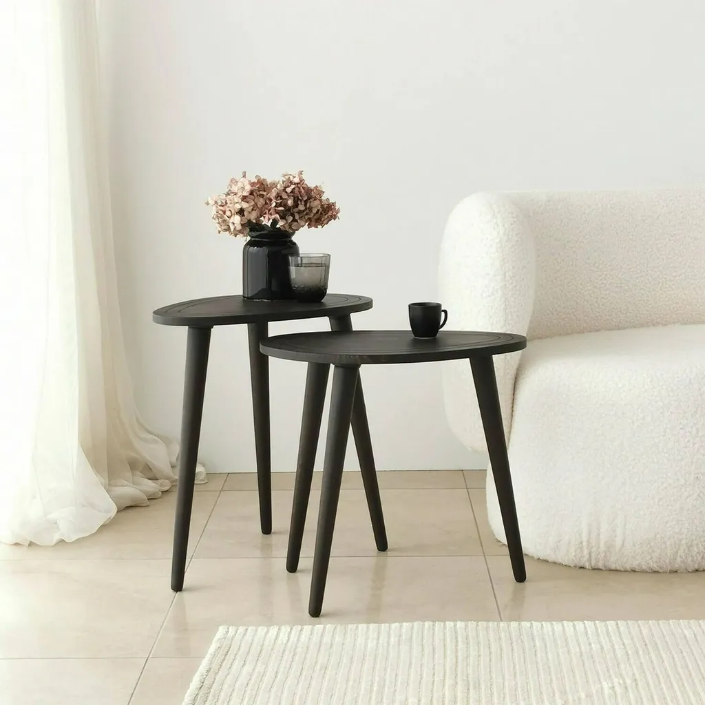 Table basse anthracite Janequeo compacte et ovale de 50x33x52h cm Noir - 6