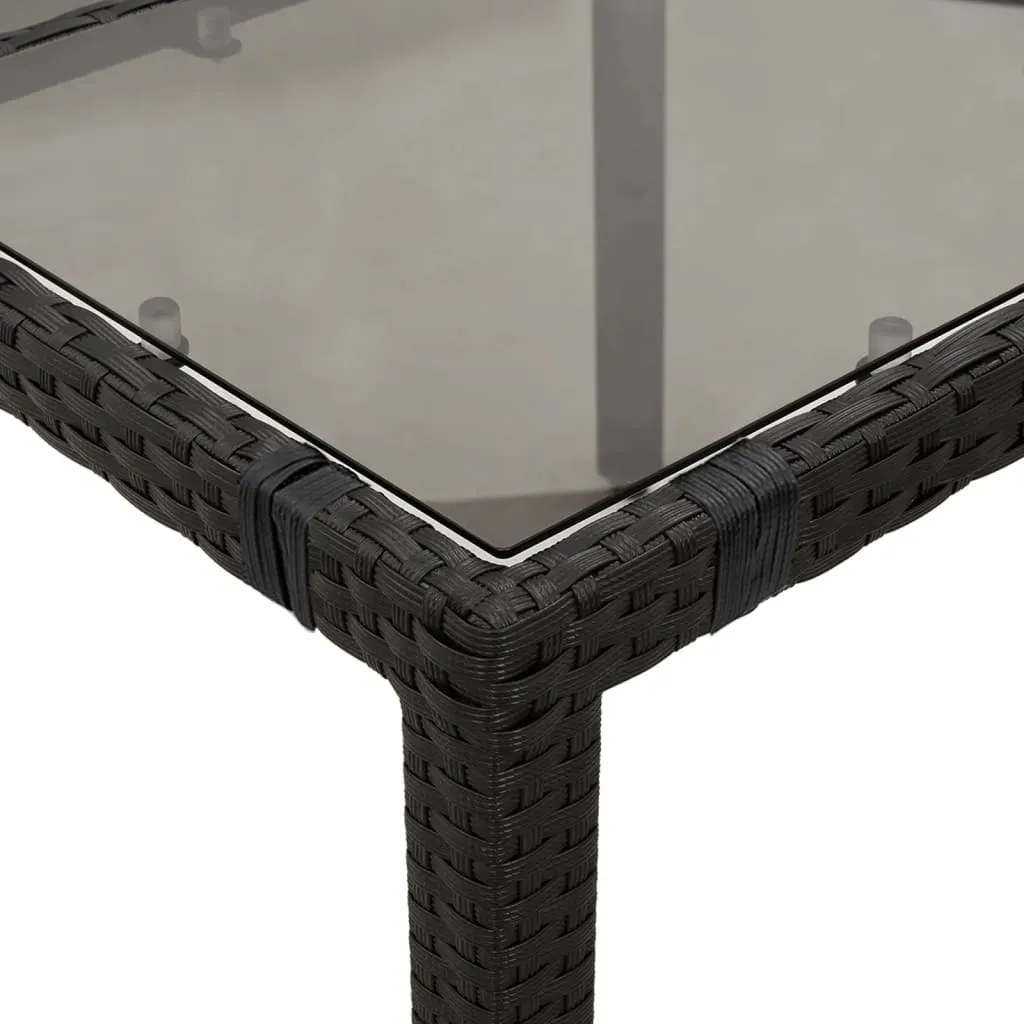 Table extérieure robuste 90x90 cm verre noir et polyrotin résistant - 7