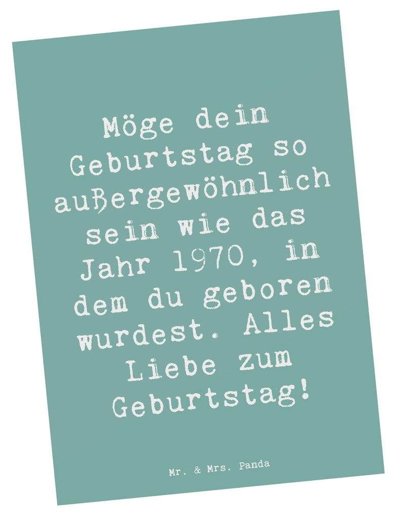 Mr. & Mrs. Panda Grußkarte Spruch 1970 Geburtstag - Meeresbrise - Geschenk, Geburtstagsgeschenk, Alter, Happy Birthday, Kunstkarten, herzlicher Wu...
