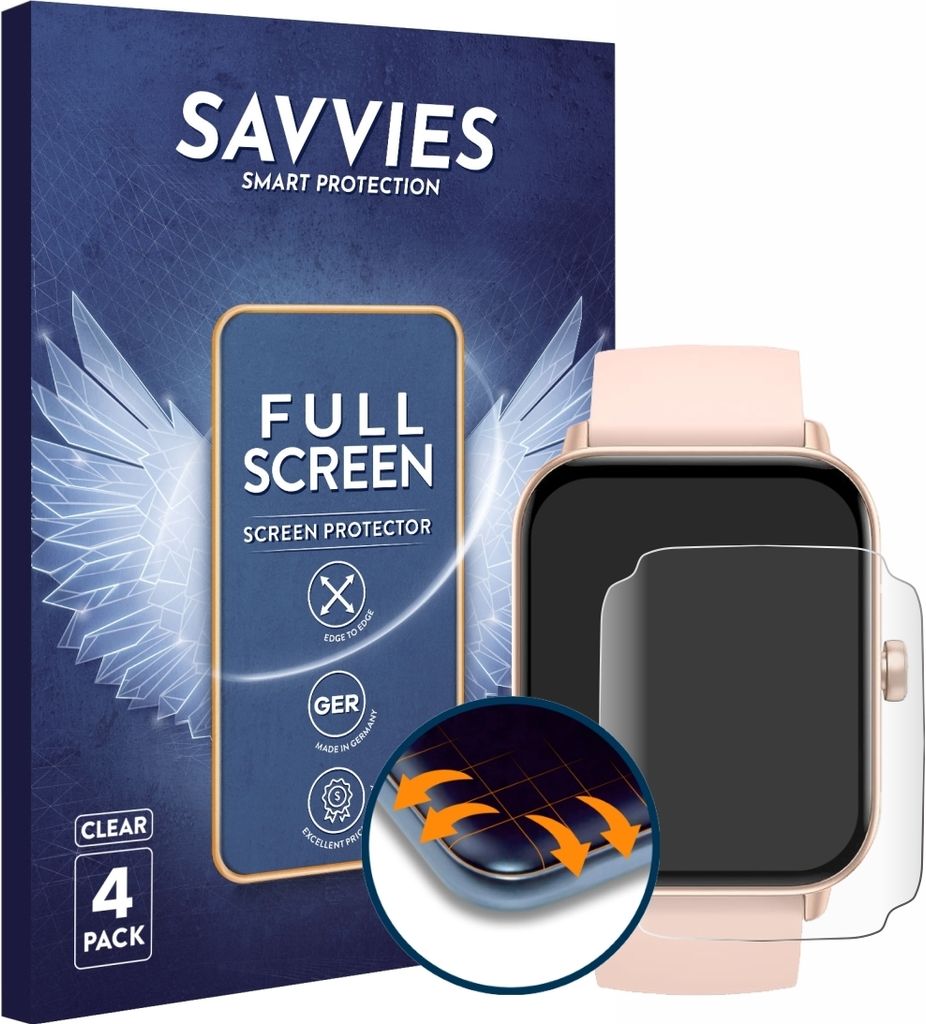 4x Savvies Fullscreen Schutzfolie für Kalinco IDW19 1.8" Produktbild 