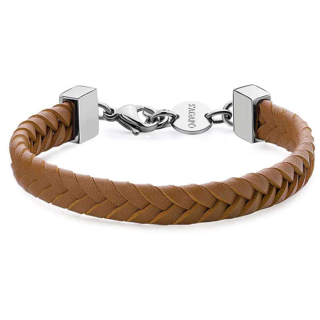 Bracciale Pelle Uomo Sagapò Argento: Gioiello Maschile Elegante