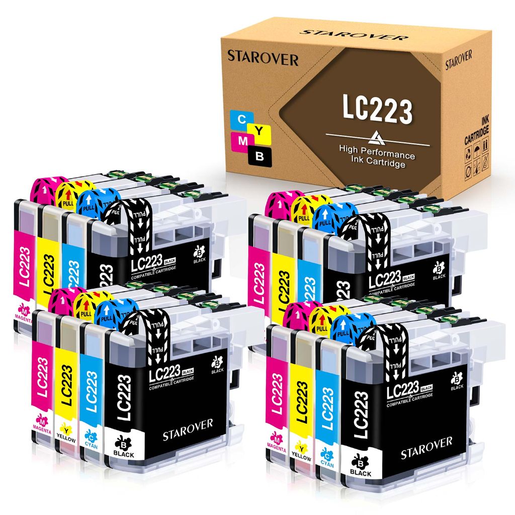 Woungzha Cartouches d'encre rechargeables Brother LC223 LC221, compatible  avec Brother DCP-4120DW, J562DW, MFC-J4420DW, J4620DW, J4625DW, J5320DW
