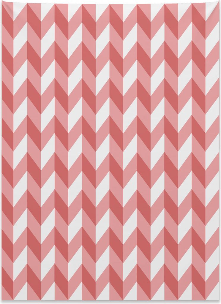 Abakuhaus Koralle Wandteppich, Retro Chevron-Muster aus Weiches Mikrofaser Stoff Kein Verblassen Klare Farben Waschbar, 110 x 150 cm, Dunkle Korall...