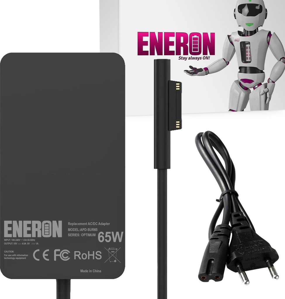 Ladegerät ENERON für Microsoft Surface-Laptops 65W 15V 4A