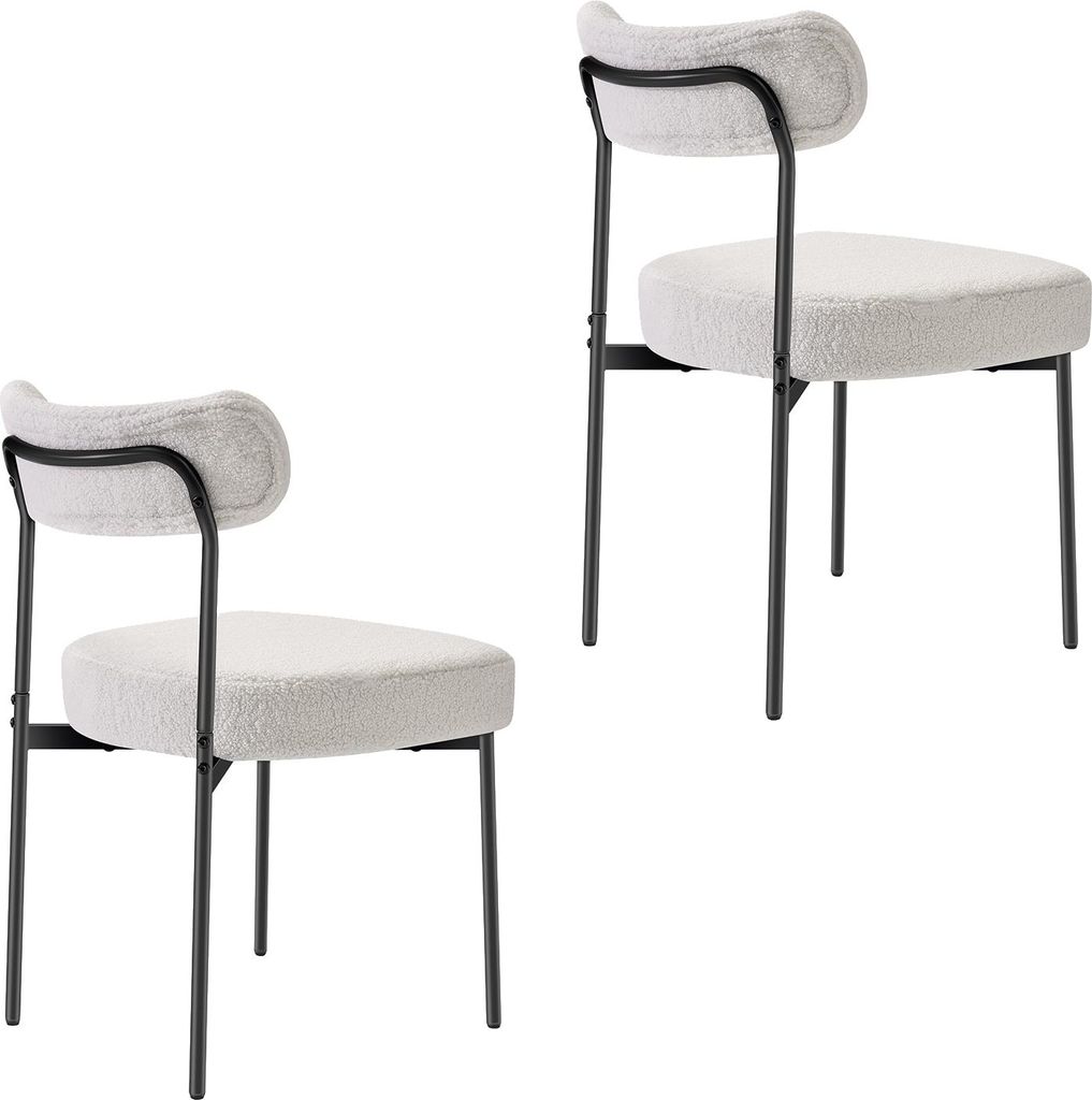 SucceBuy Moderner Esszimmerstuhl (2er-Set) Sherpa-Polsterstuhl (136 kg Tragkraft) für Esstische, kompakter Küchenstuhl mit ergonomischer Rückenl...