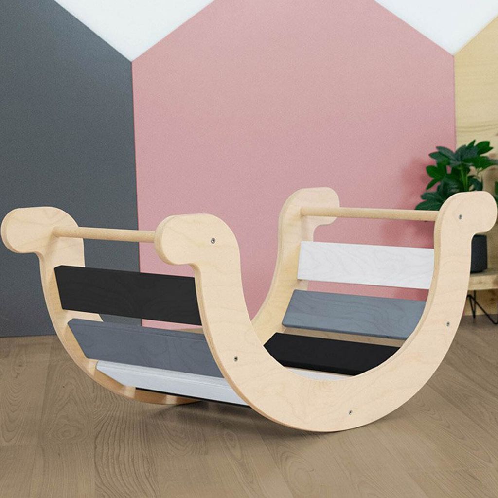 Children's Montessori Balance Swing YUPEE - Black rainbow