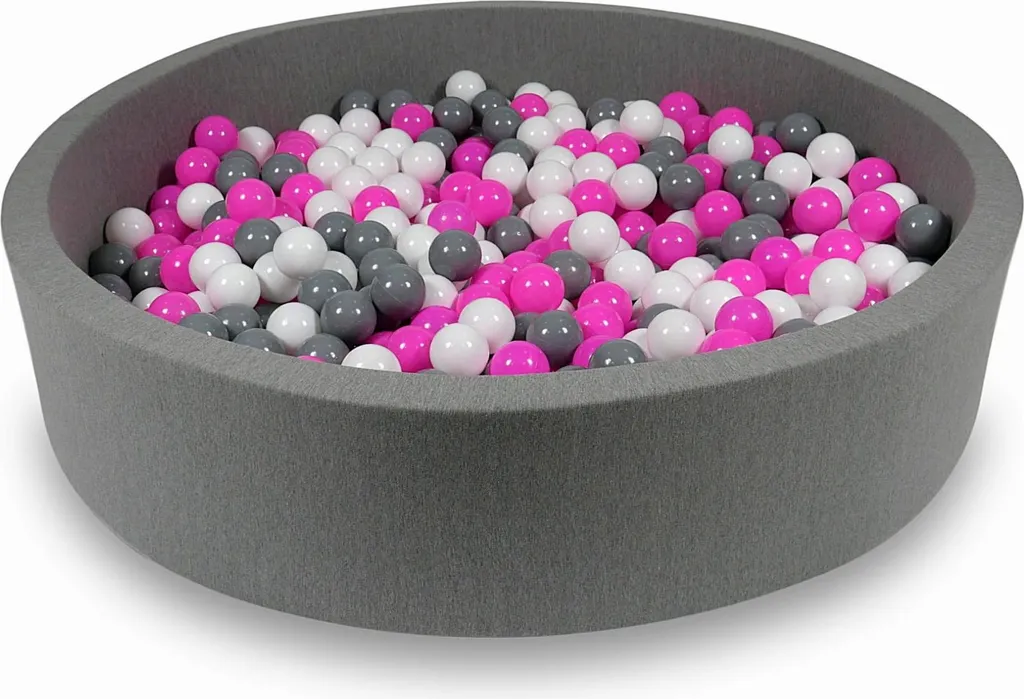 Piscine à balles enfant 130cm grise avec 600 balles colorées pour éveil