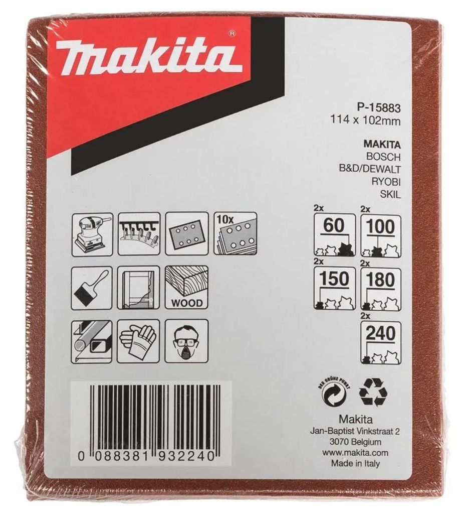 Kit de papel de lija Makita, 102x114 mm Imagen del producto 