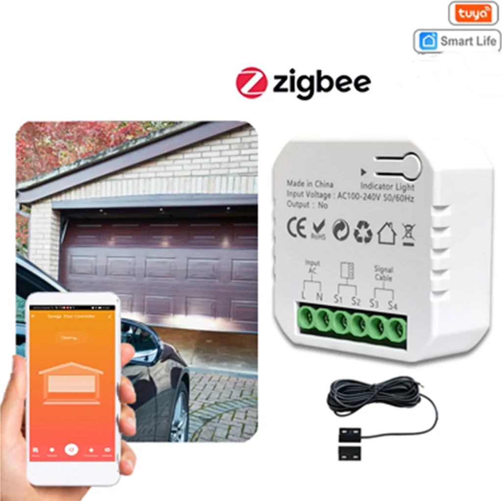 Commande de Garage Connectée Tuya ZigBee pour Accès Smartphone
