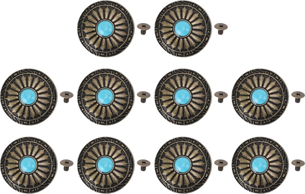 10 Set Metal Blue türkissturkisschuhbeutelschnalle 30 mm dekorativ 4,5 mm Übergangsschraube zurück -Taste für Beutelhülle Bronzefarbe