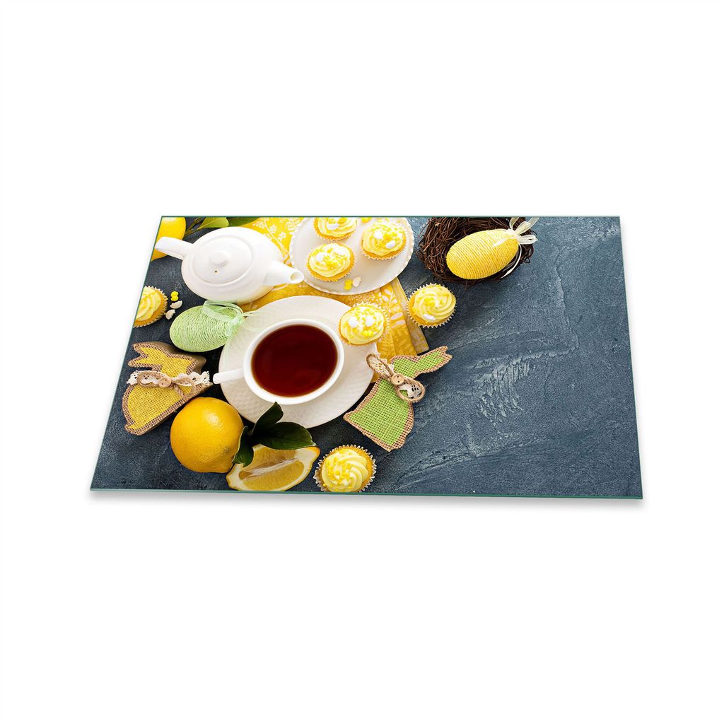 Herdabdeckplatte Glaskeramik 1 Teilig 80x52 Zitronen Gelb Abdeckung Glas Spritzschutz