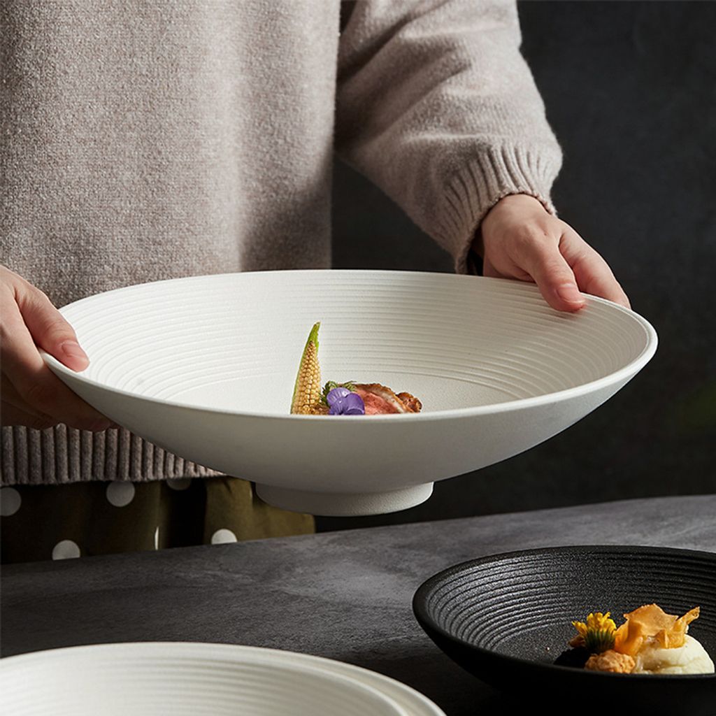 360home Gastronomiemöbel Restaurant Bar Cafe Ladeneinrichtung Einfacher westlicher Essteller Gastro Geschirr Weiß 20cm