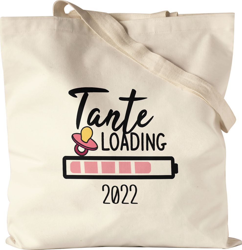 Tante Loading 2022 Jutebeutel Stoffbeutel Canvas für werdende Tanten zur Geburt Babynews Nichte Neffe Ich werde Tante Geschenk