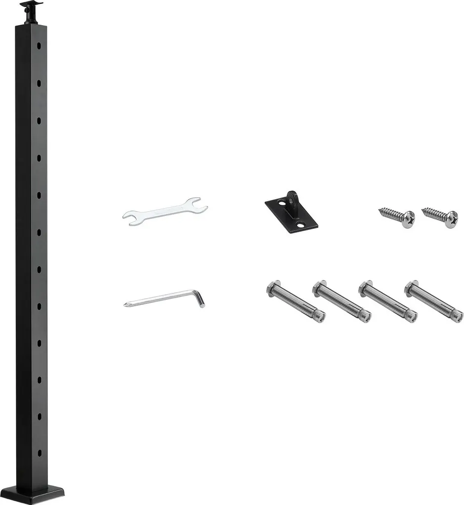 Poteau de rampe d'escalier anti-corrosion noir inox 304 prêt à poser