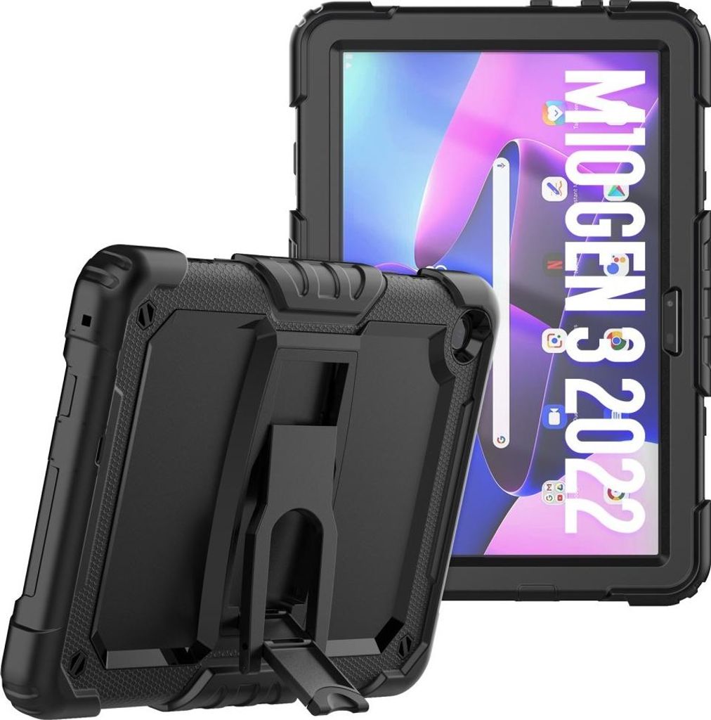 Lenovo Tab M10 Gen 3 Hülle - Heavy Duty Case mit Schultergürtel - Schwarz