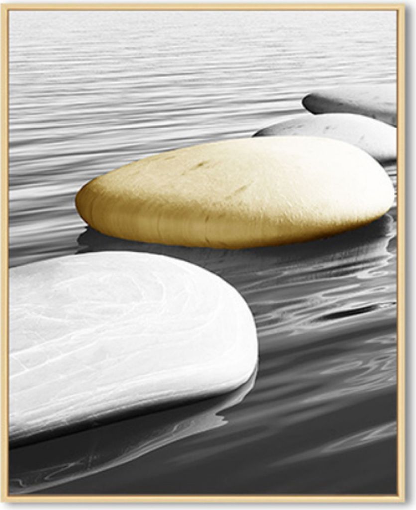 TPFLiving Kunstdruck LW-435 (OHNE RAHMEN) Poster - Leinwand - Wandbild - Hochauflösender Giclée-Druck, langlebig und hochwertig - Graue und gelbe...