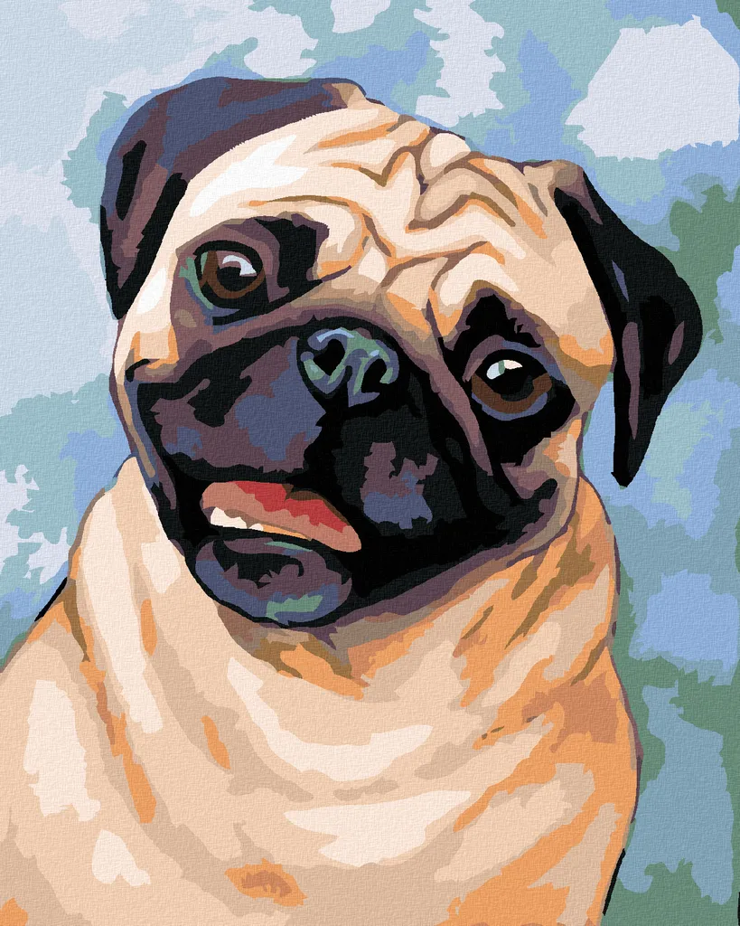 Regalo Creativo: Kit Zuty Diamond Painting Mops Marrone con Telaio 40x50