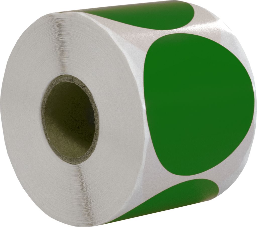 DULA Runde Etiketten - Grün - 50mm - 500 Aufkleber auf Rolle - Siegel - Markierungspunkte - Leere runde Aufkleber auf Rolle