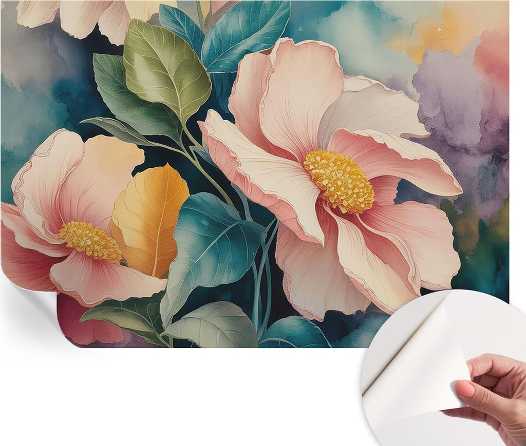 Selbstklebende Wandtapete - Dekorative Tapete für Wohnzimmer - Klebefolie für Wandbilder - Tapetenfolie für Wanddekoration - 152x104 cm - Floral...